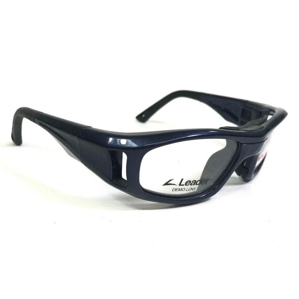 Leader Safety Eyeglasses Frames Leadero 2 Shiny Blue Square Wide Fit 52-16-125